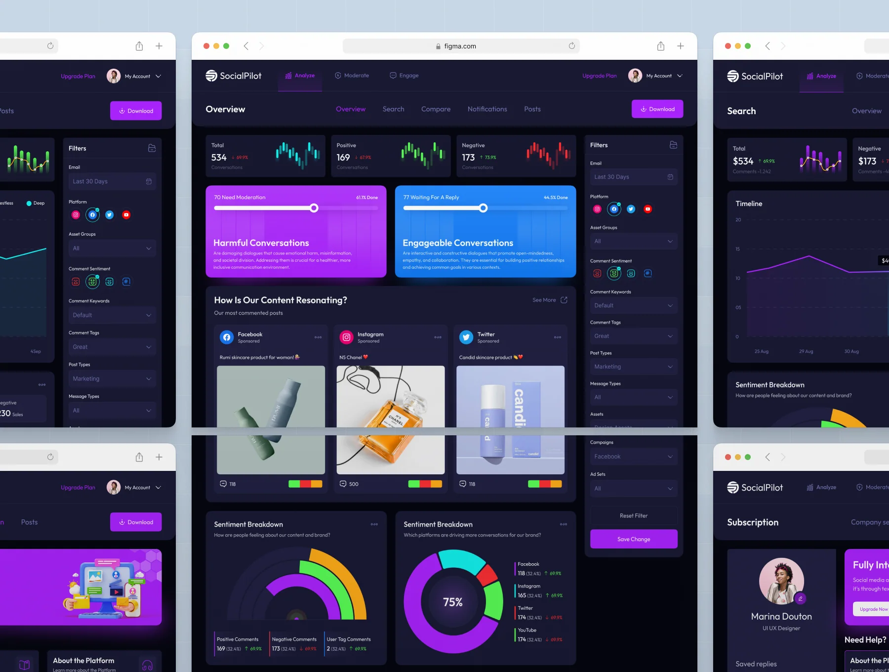 SocialPilot - AI Social Media Management Dashboard UI Kit 4