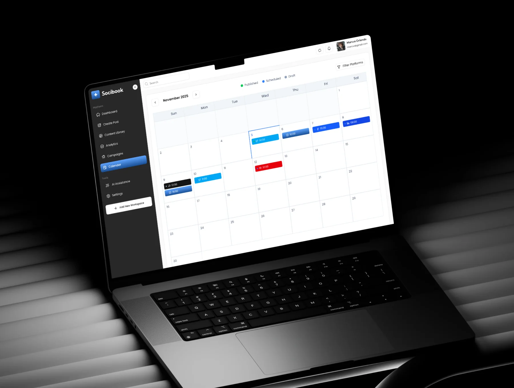 Socibook - Muti Social Media Management Dashboard UI Kit 4
