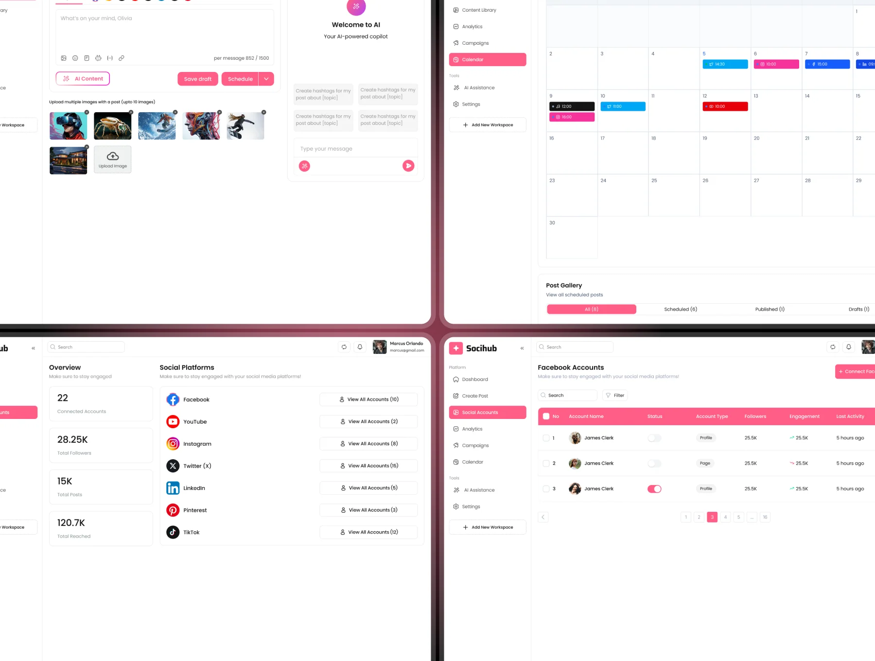 Socihub - Multi Social Media Tool Dashboard UI Kit 4