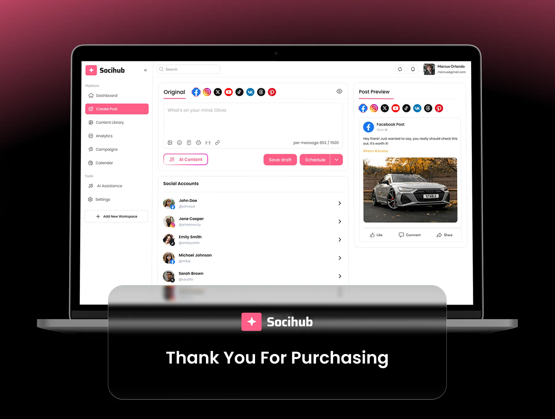 Socihub - Multi Social Media Tool Dashboard UI Kit 6
