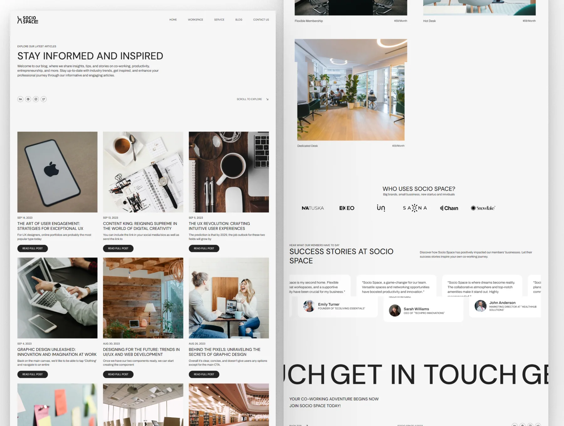 Socio Space - Framer Template for Co-working Space Service 3