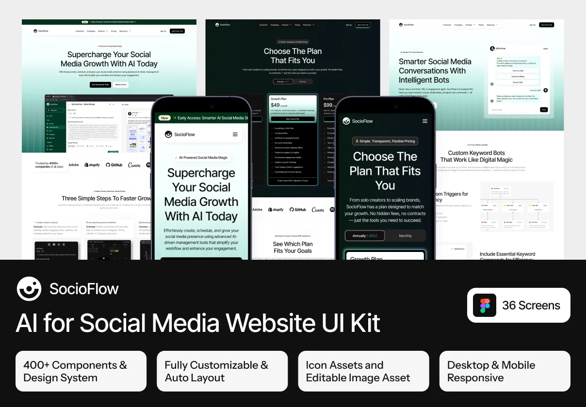 SocioFlow - Social Media Management Website UI Kit