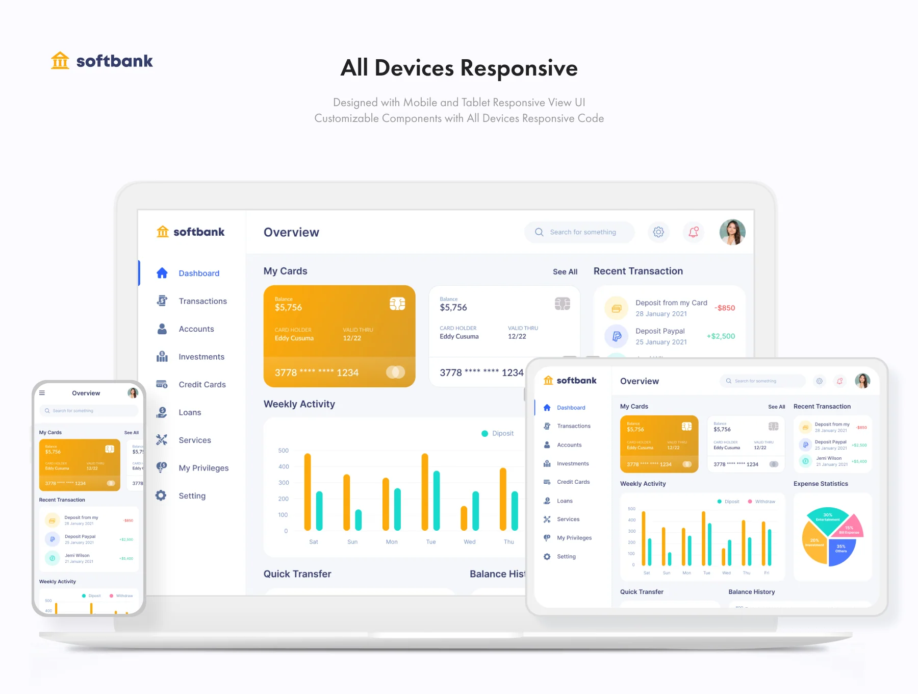 Soft Bank - Banking And Finance Dashboard (Design + Code) 6