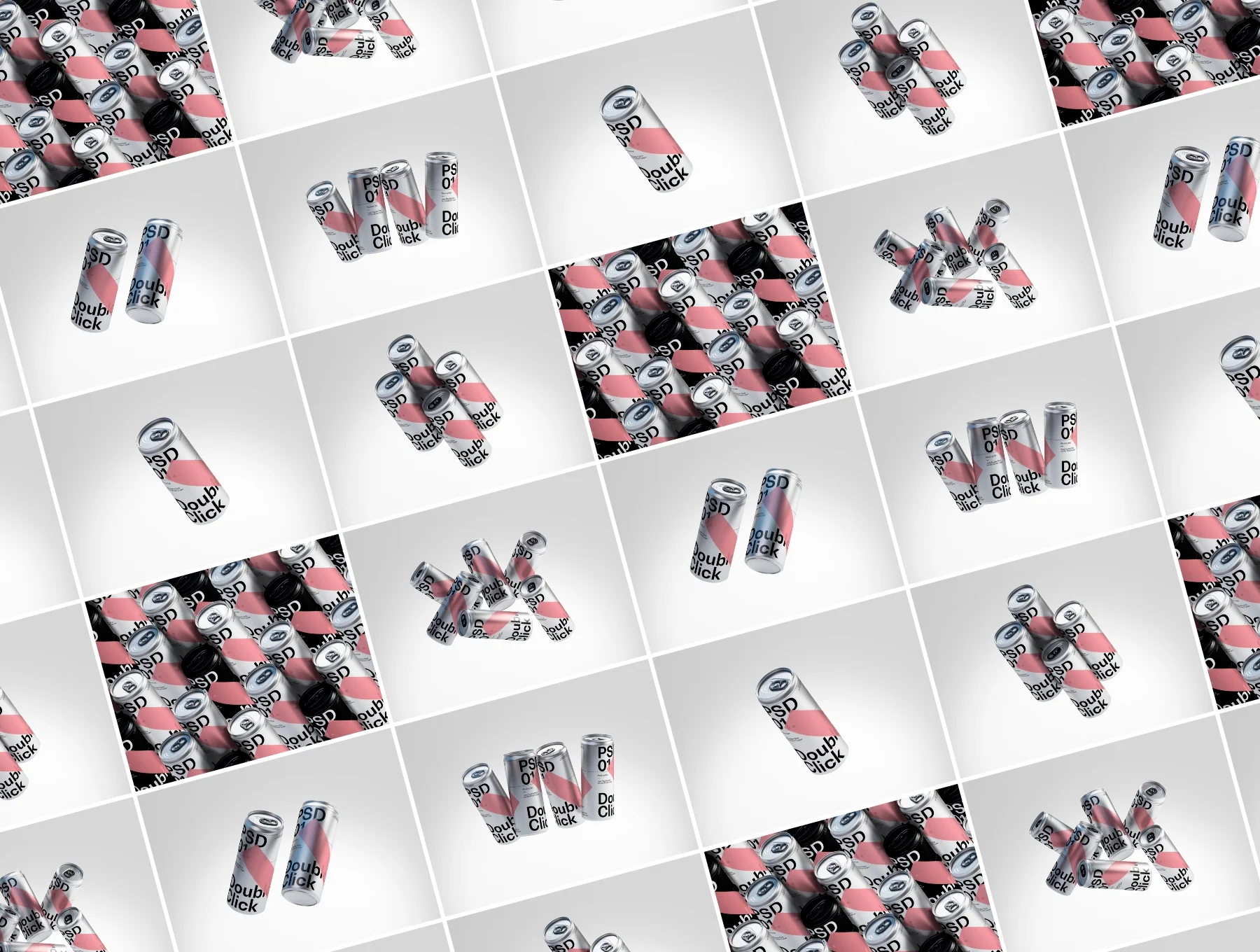 Metallic Soda Can Mockup Set 8
