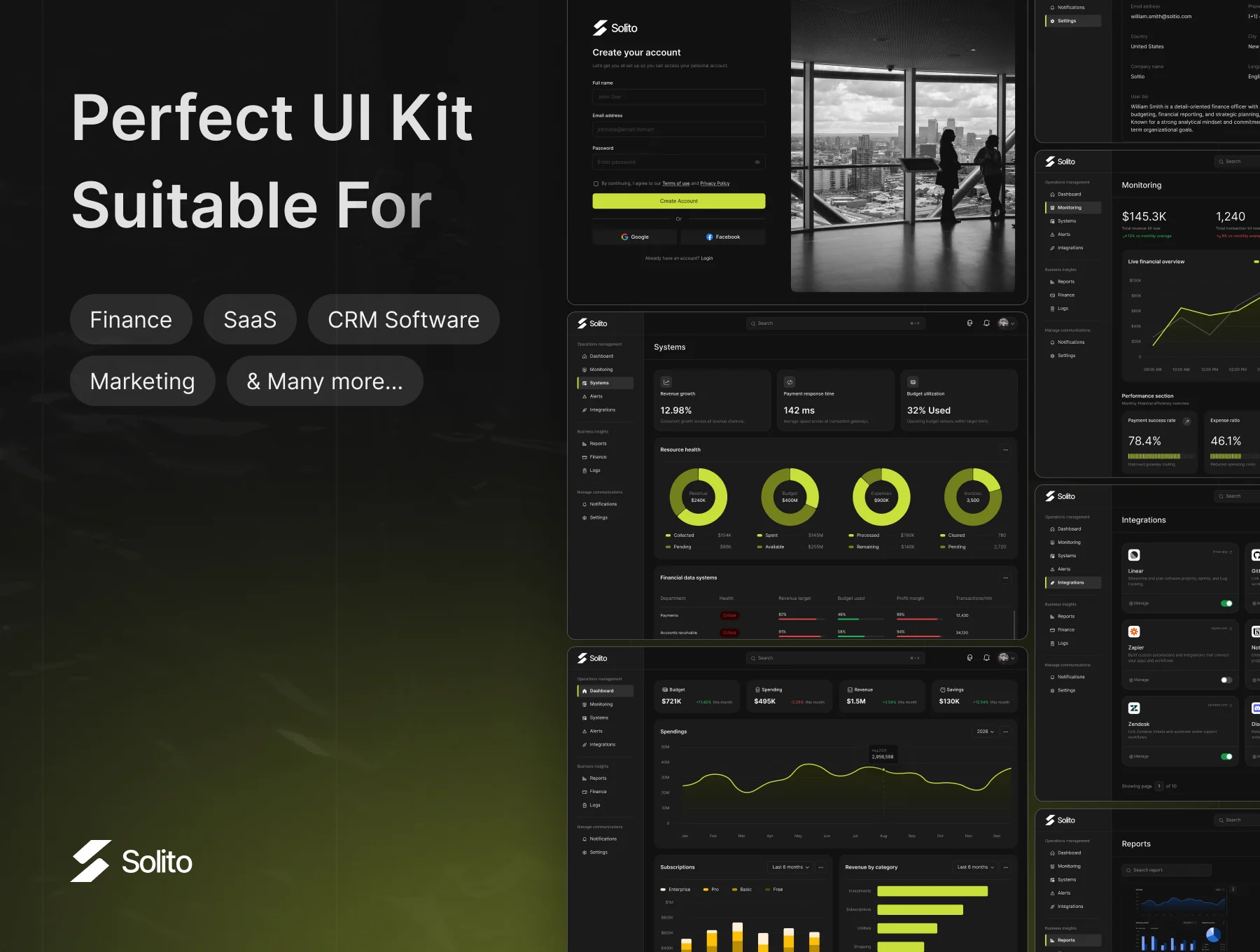 Solito - Finance Dashboard Dark Theme UI Kit 4