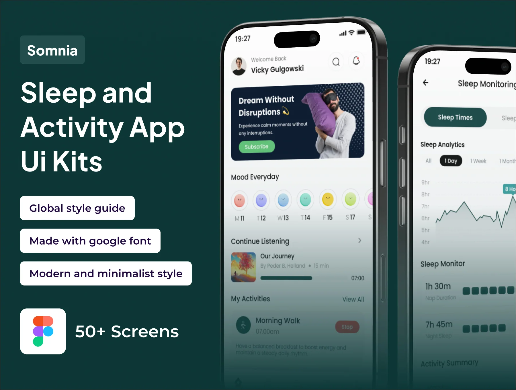 Somnia - Sleep and Activity Premium UI KIts App