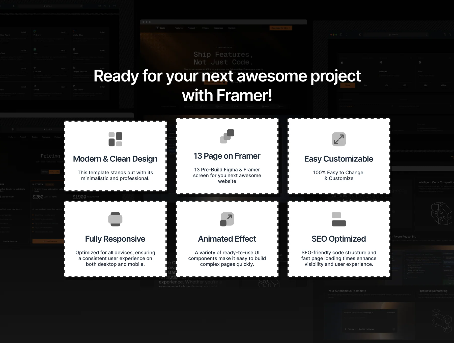 Sonic — AI Agentic IDE Framer Template 3