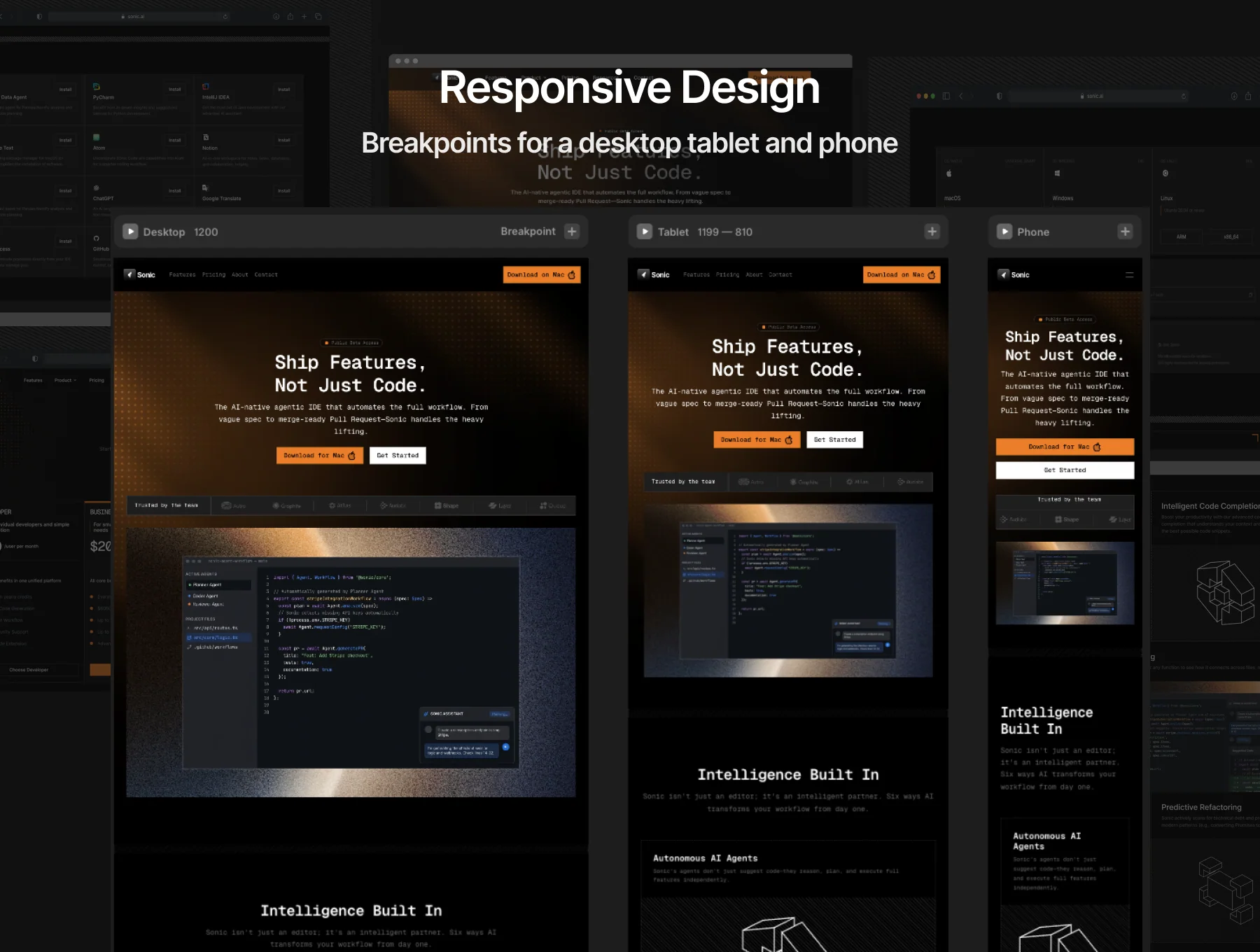 Sonic — AI Agentic IDE Framer Template 4