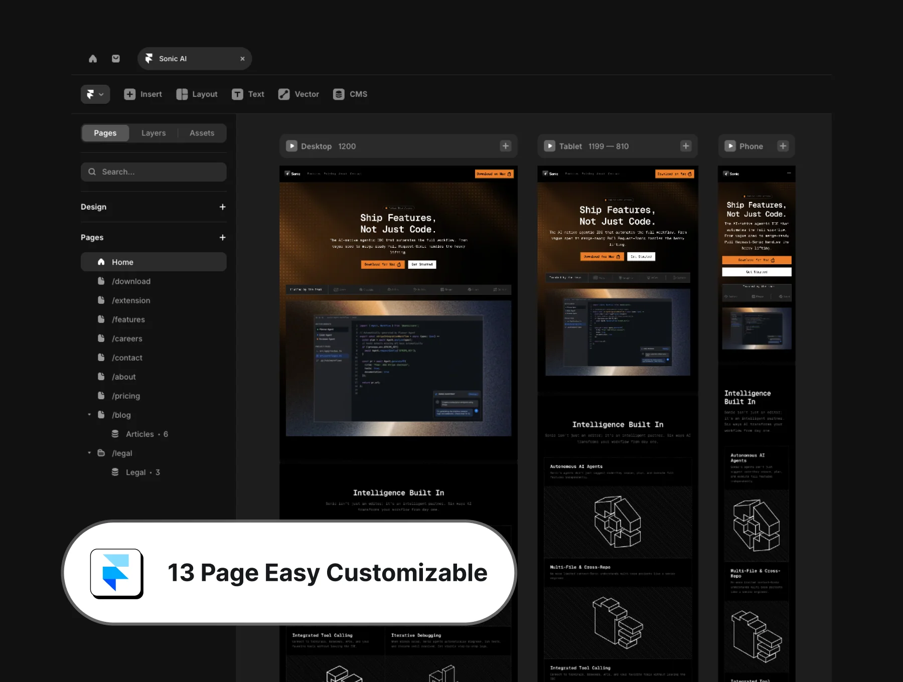 Sonic — AI Agentic IDE Framer Template 5