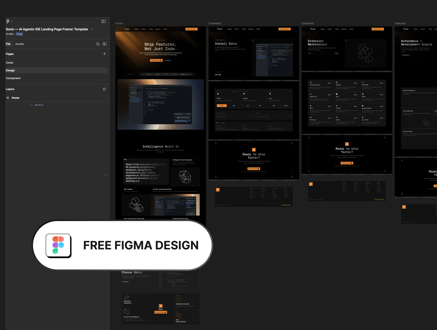 Sonic — AI Agentic IDE Framer Template 6