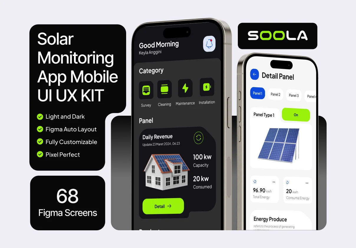 Soola - Solar Management Mobile App UI KIT