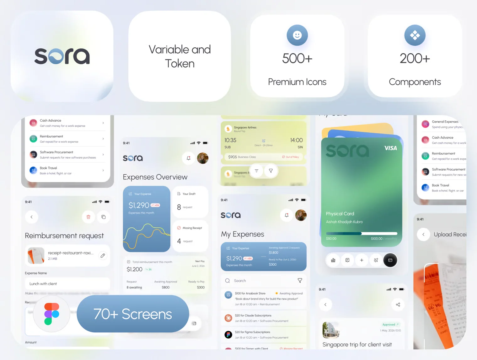 Sora - Employee Expenses & Business Travel App UI Kits 2