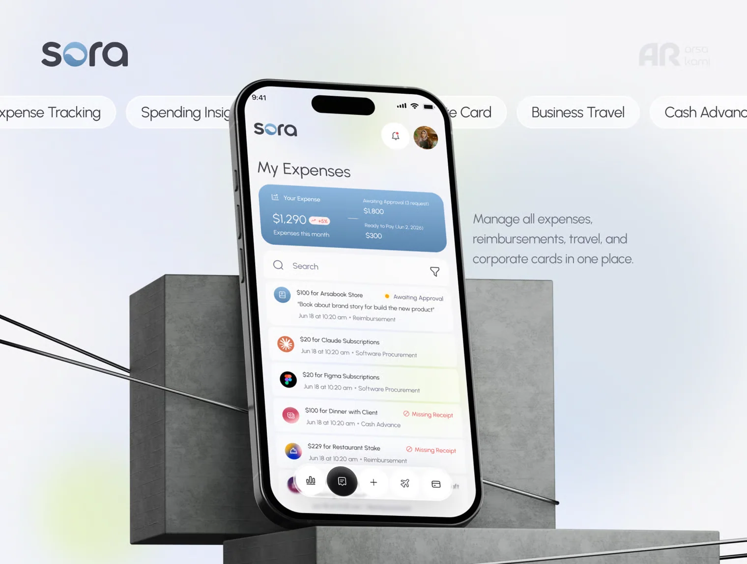 Sora - Employee Expenses & Business Travel App UI Kits 4
