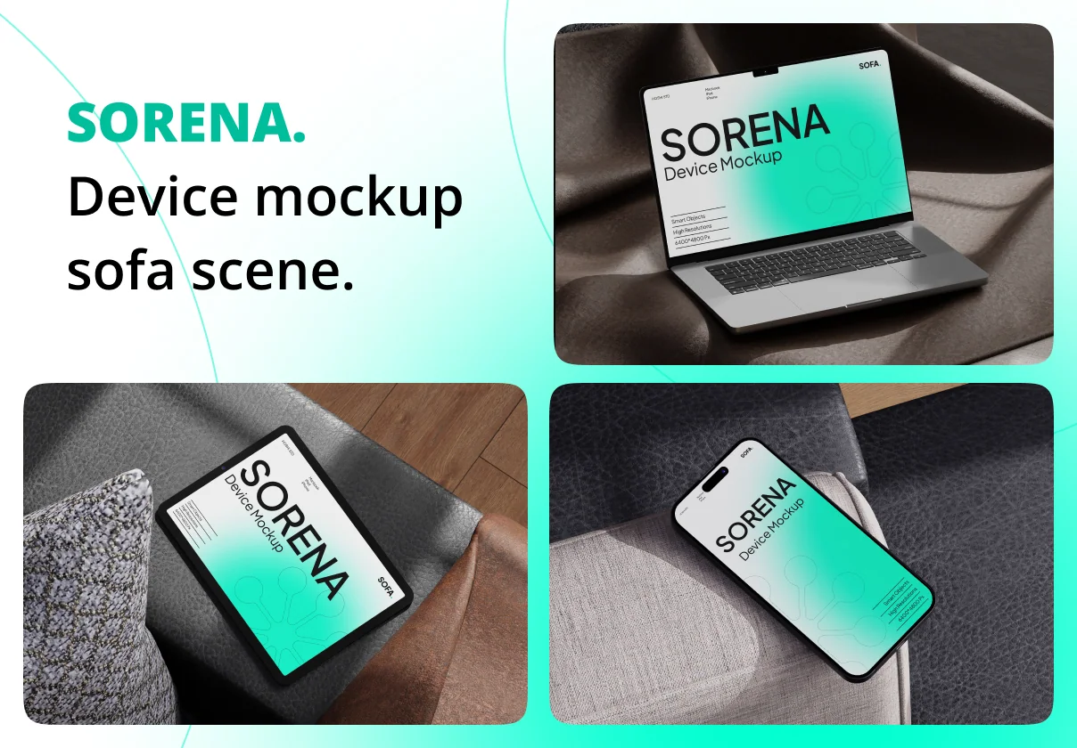 Sorena - Device Mockup Sofa Scene