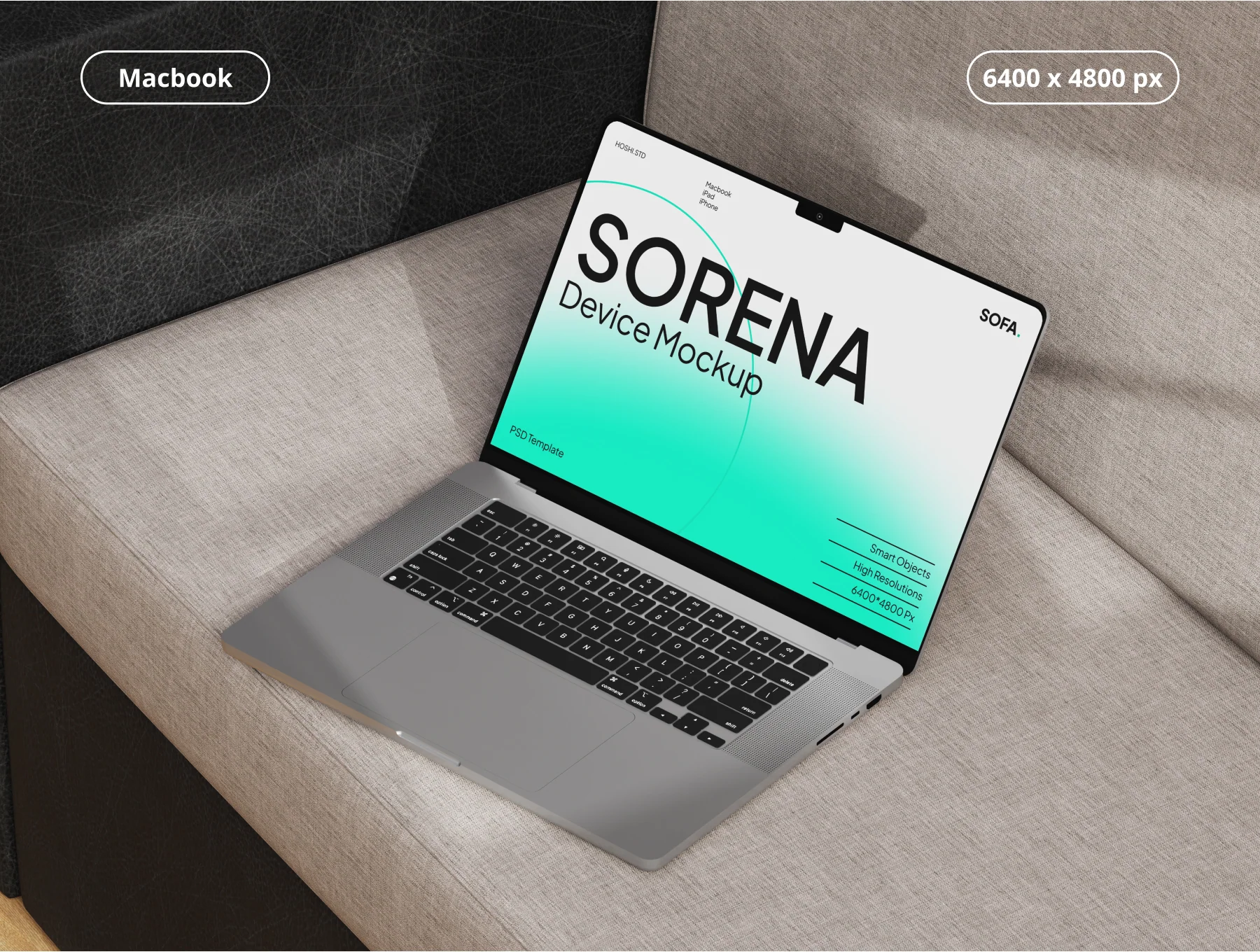 Sorena - Device Mockup Sofa Scene 2