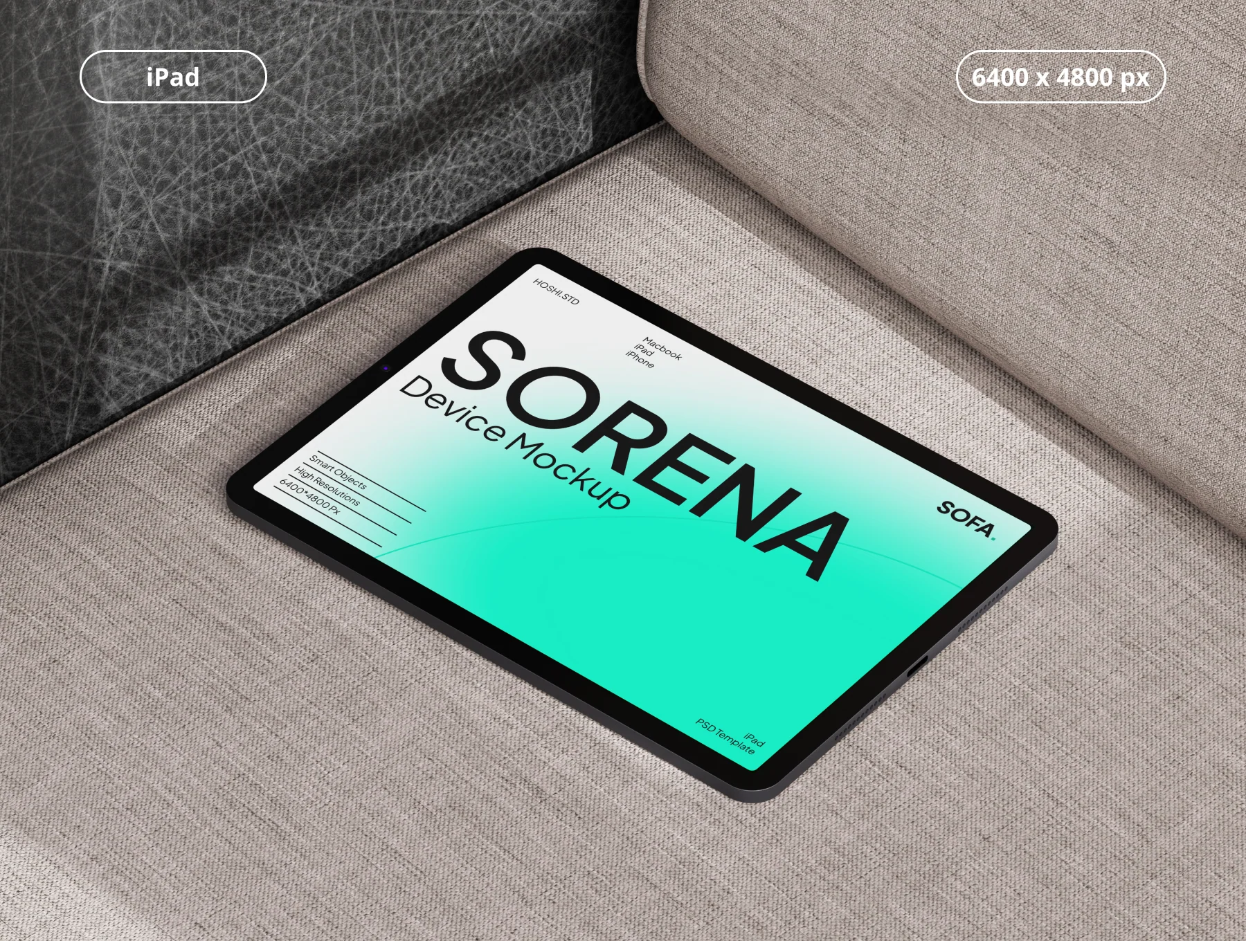 Sorena - Device Mockup Sofa Scene 4