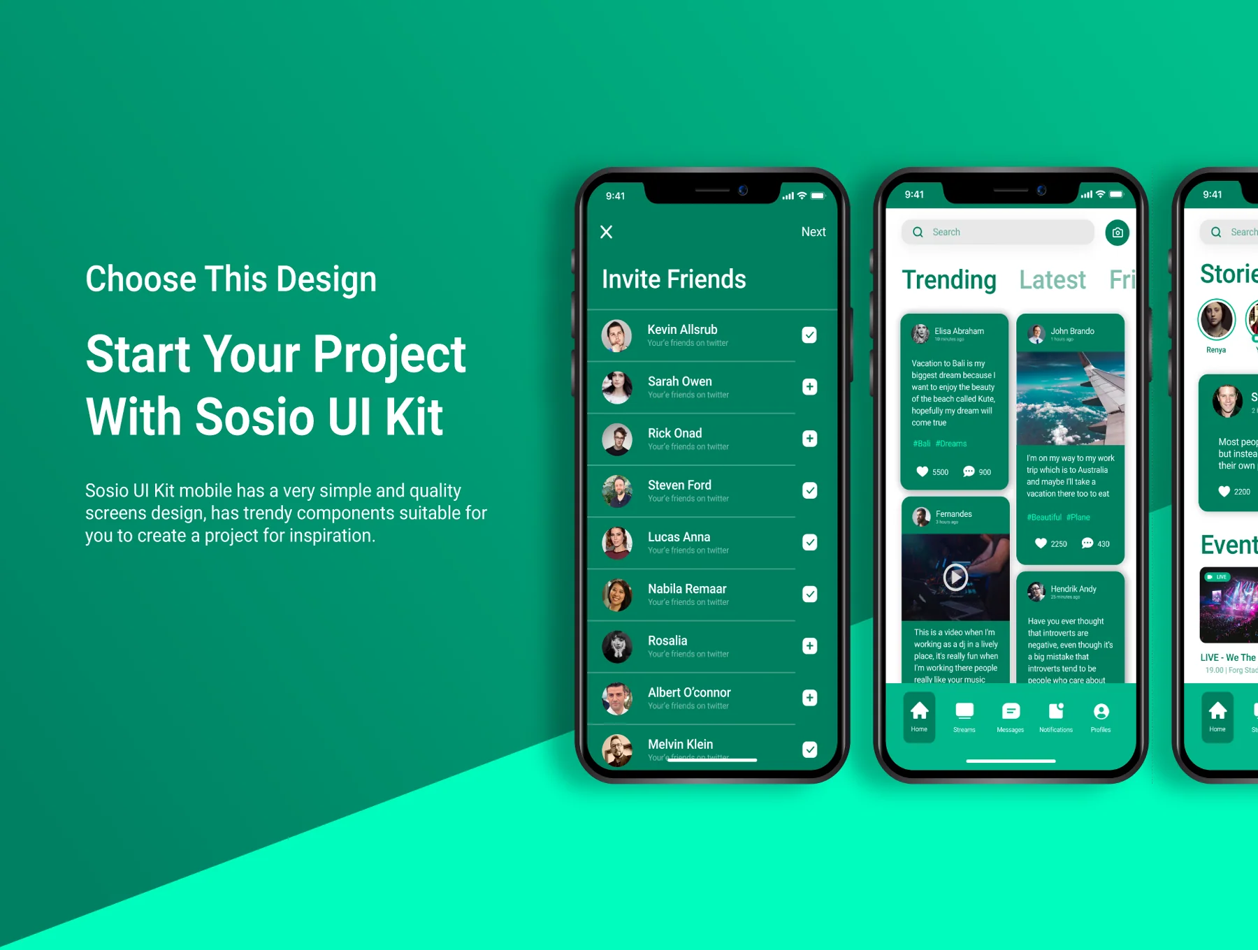 Sosio - Social Application Mobile UI Kit 3