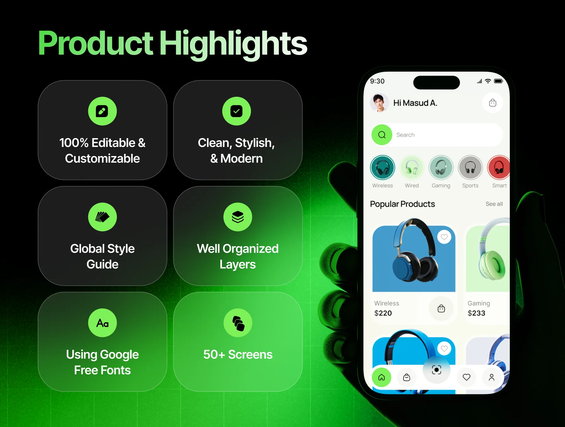 Soundora - Online Headphone Ecommerce Store App UI Kit 2