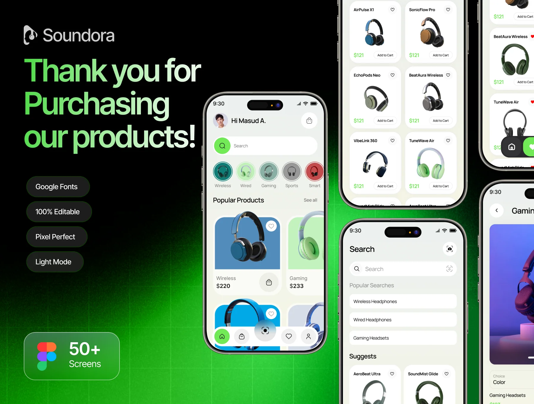 Soundora - Online Headphone Ecommerce Store App UI Kit 6