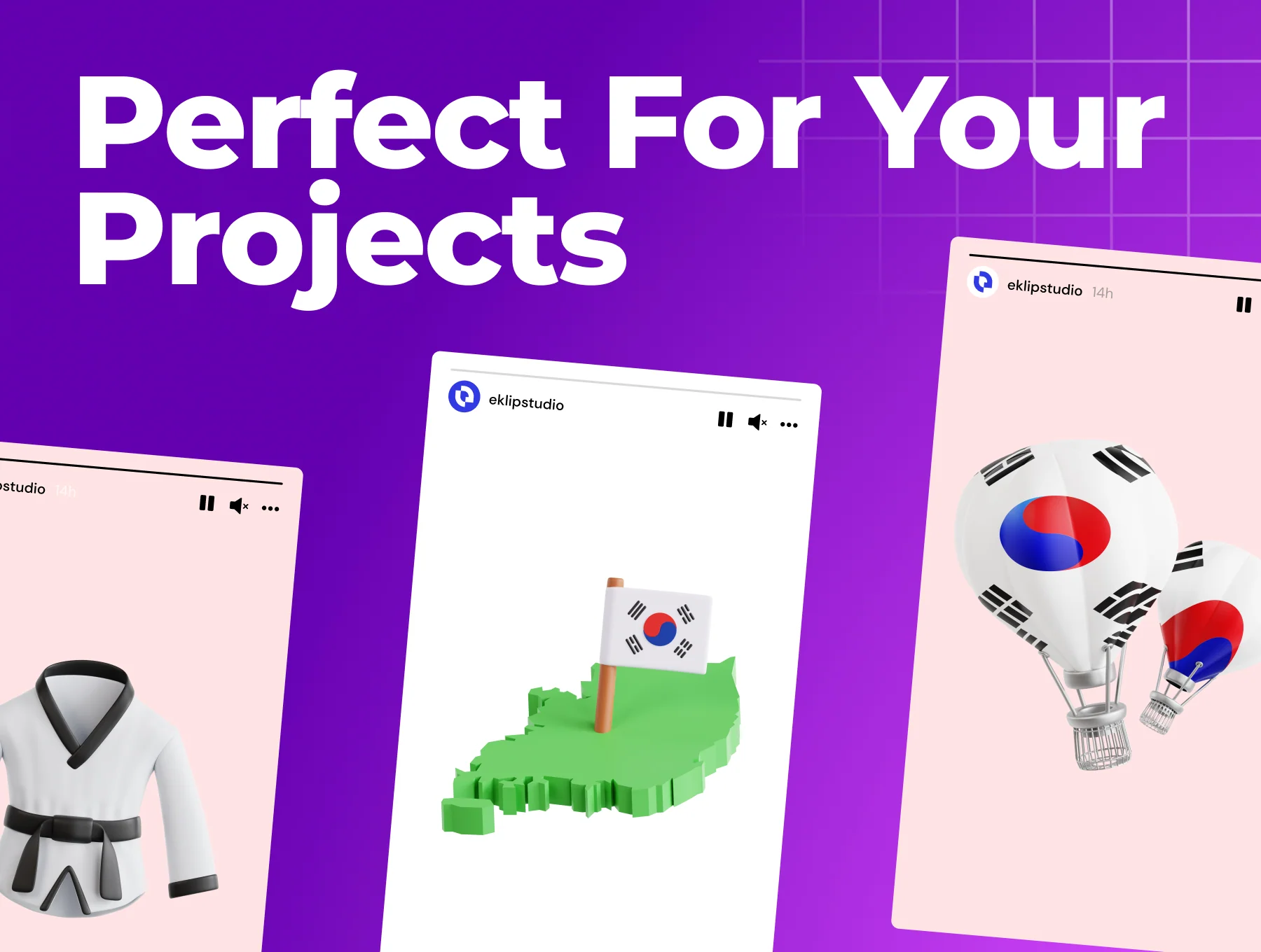 South Korea 3D Icon Set 3