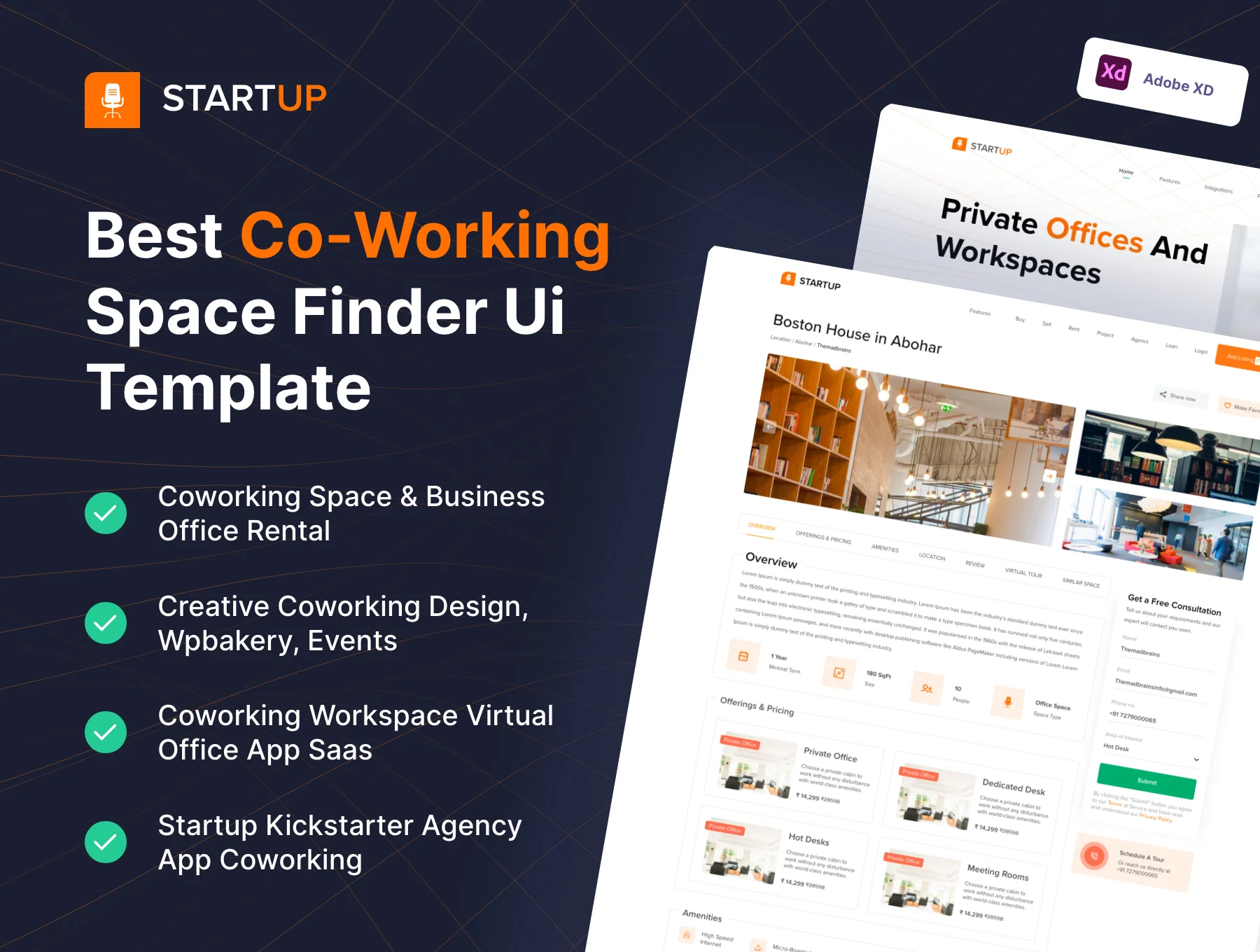 Space Work - Best Co-working space Finder UI Template 2