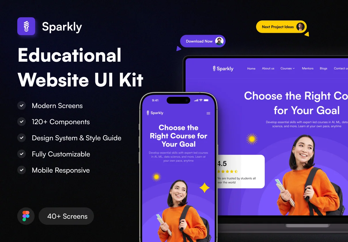 Sparkly - E-Learning Website UI Kit