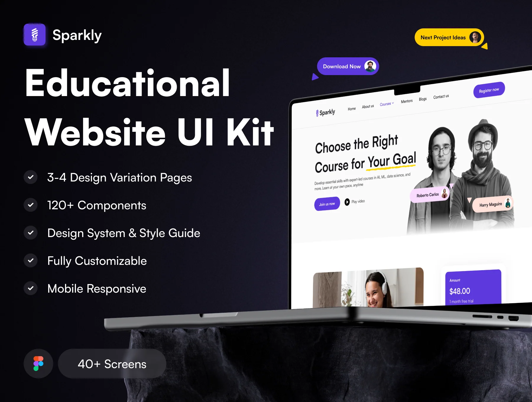 Sparkly - E-Learning Website UI Kit