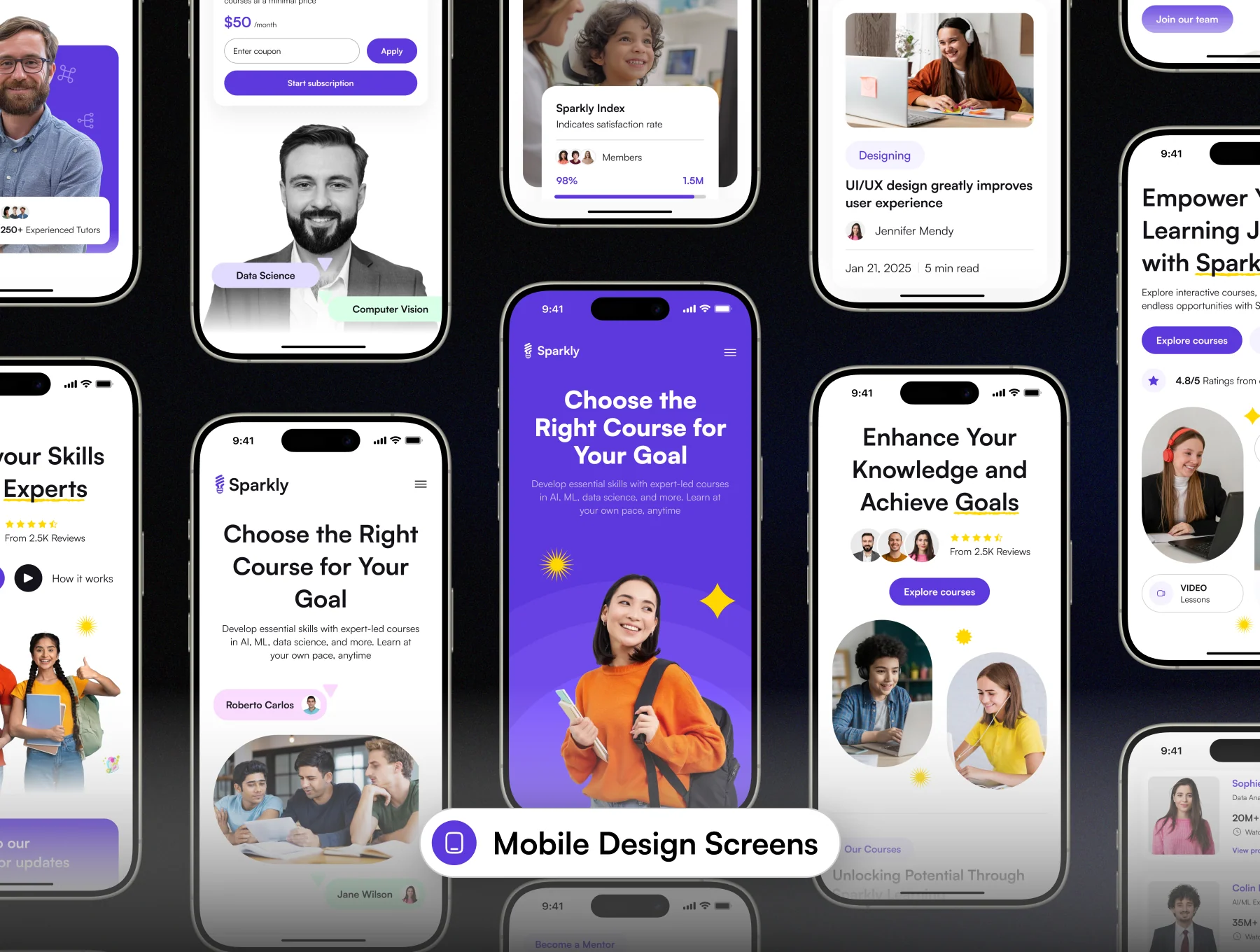 Sparkly - E-Learning Website UI Kit 3