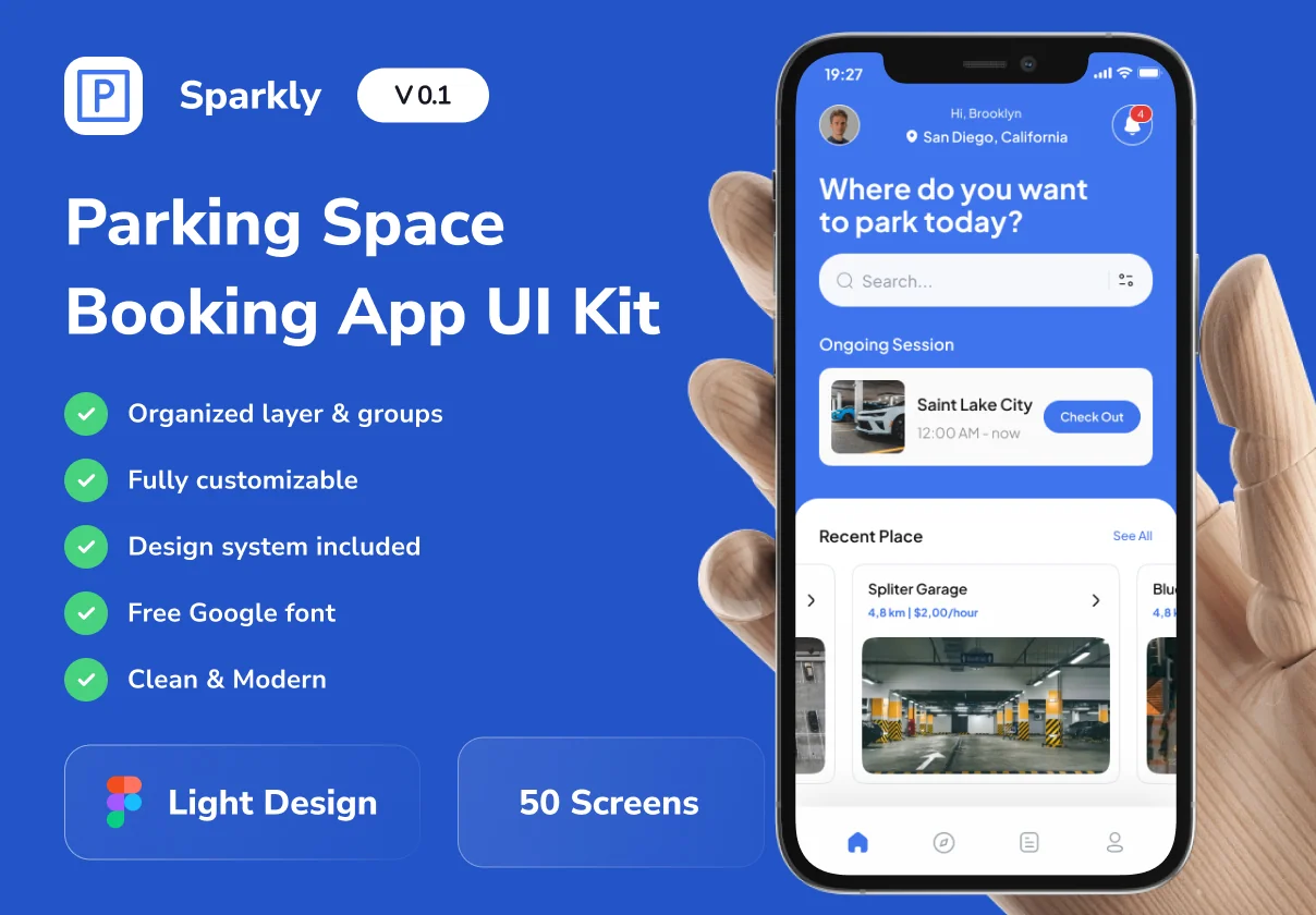 Sparkly - Parking Space Booking Mobile App UI Kit