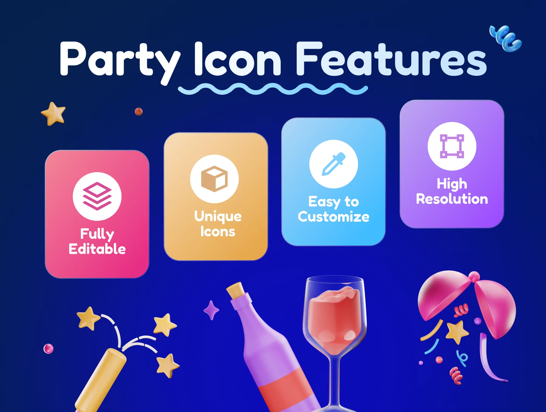 Sparkly - Party & Celebration 3D Icon Set 3