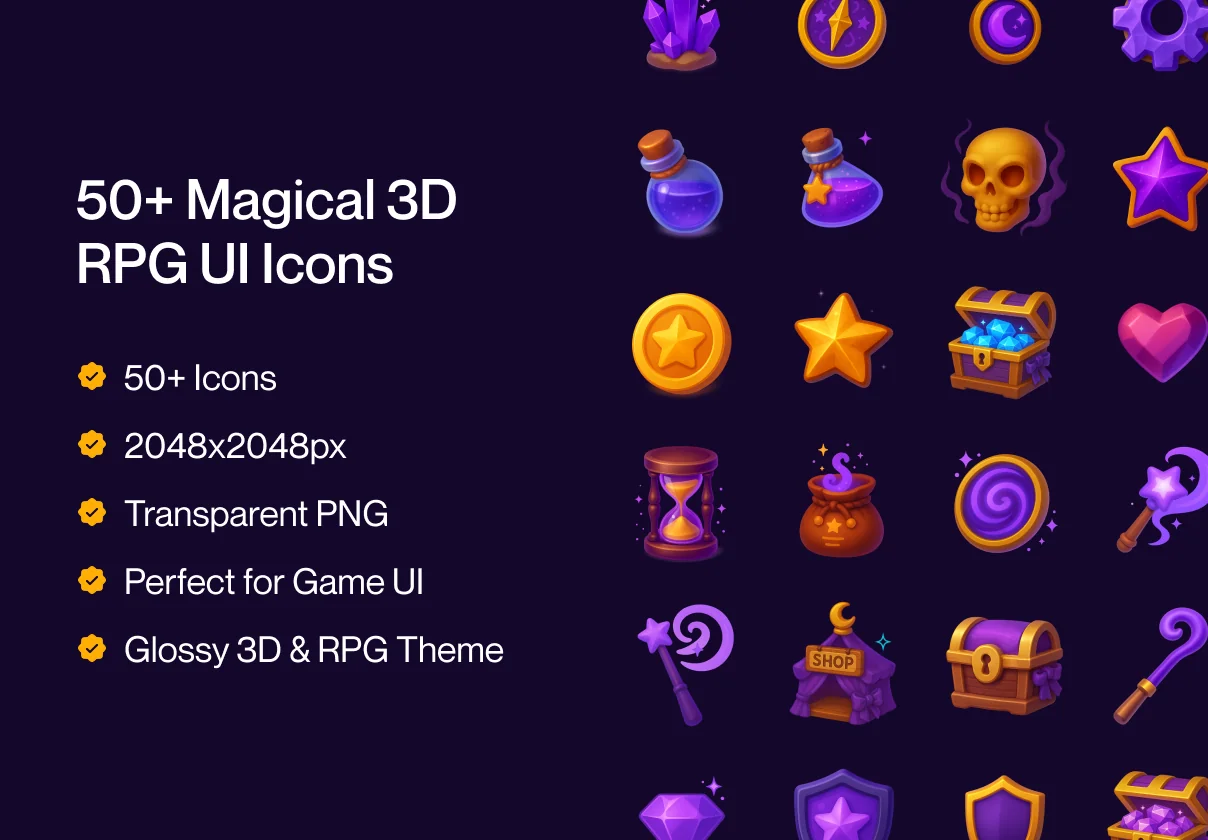 Spellbound Icons – Fantasy 3D UI Pack
