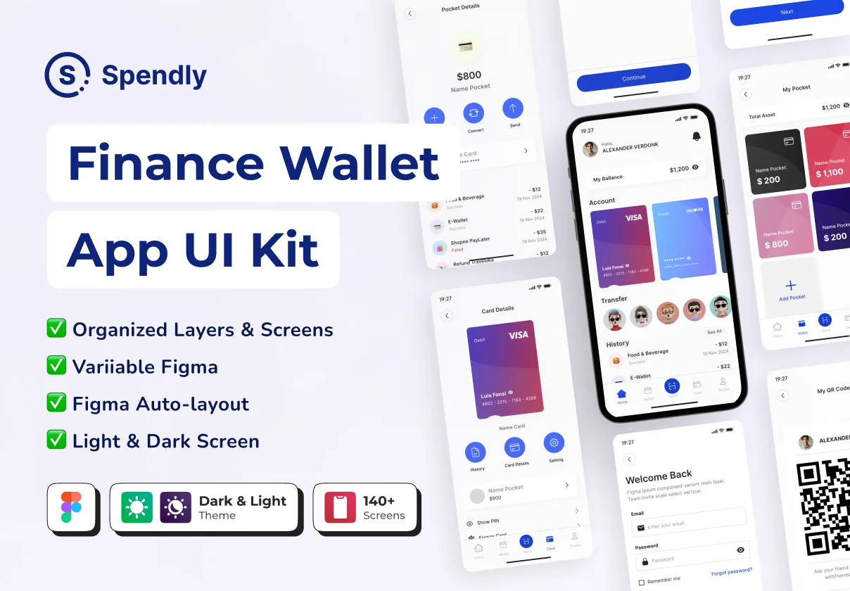 Spendly - Finance Wallet APP UI KIT