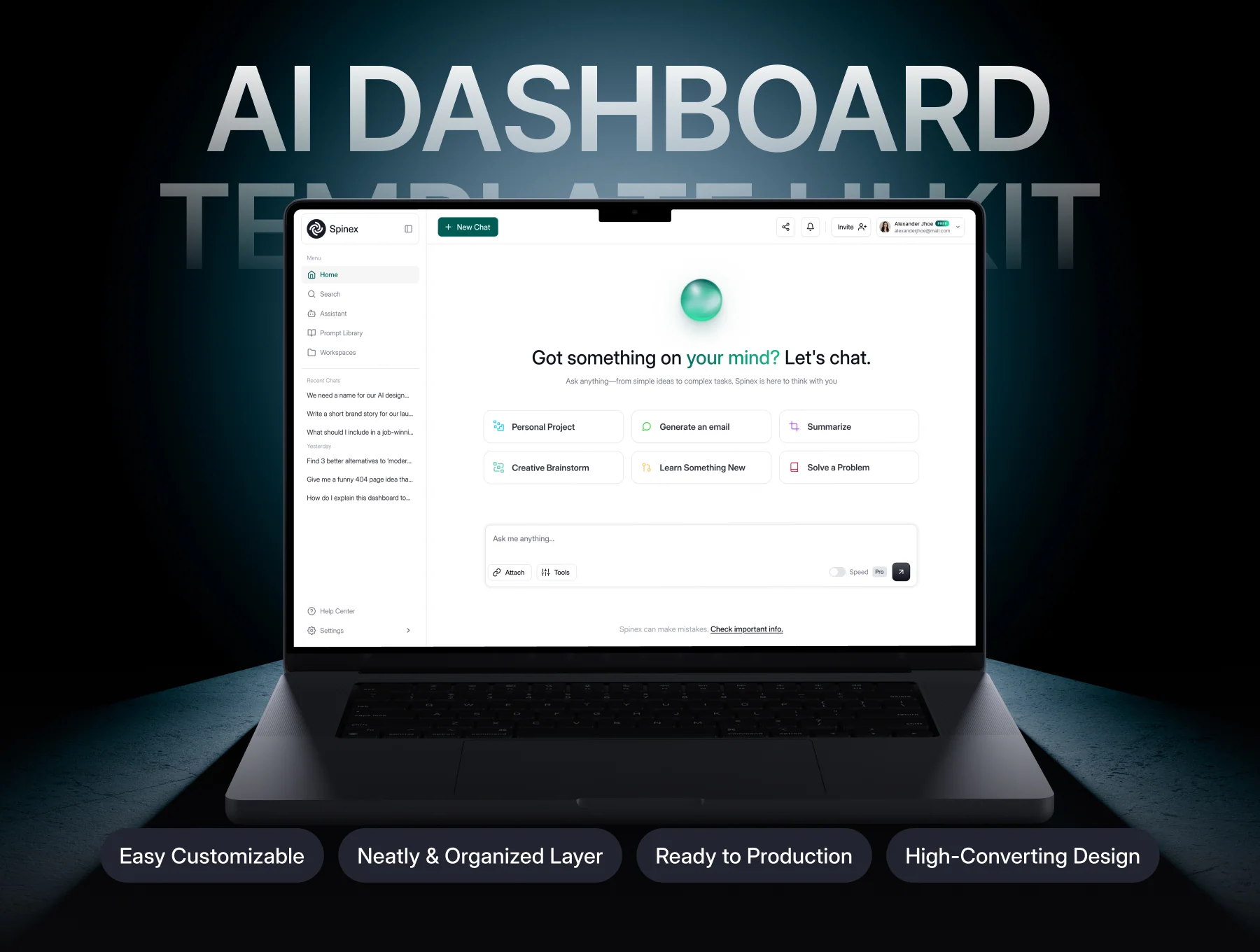Spinex - AI Dashboard UI Kit