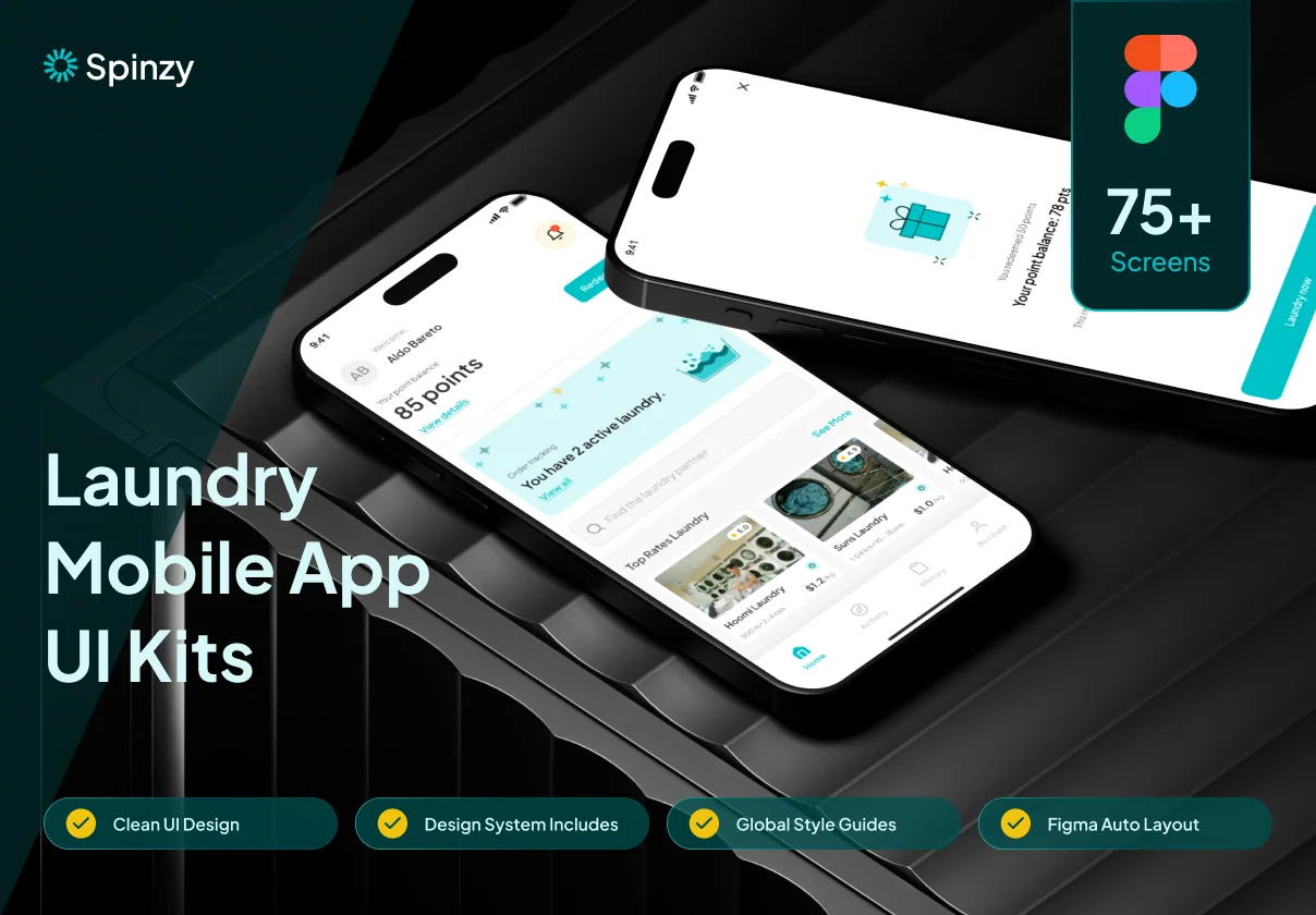 Spinzy - Laundry Mobile App UI Kit