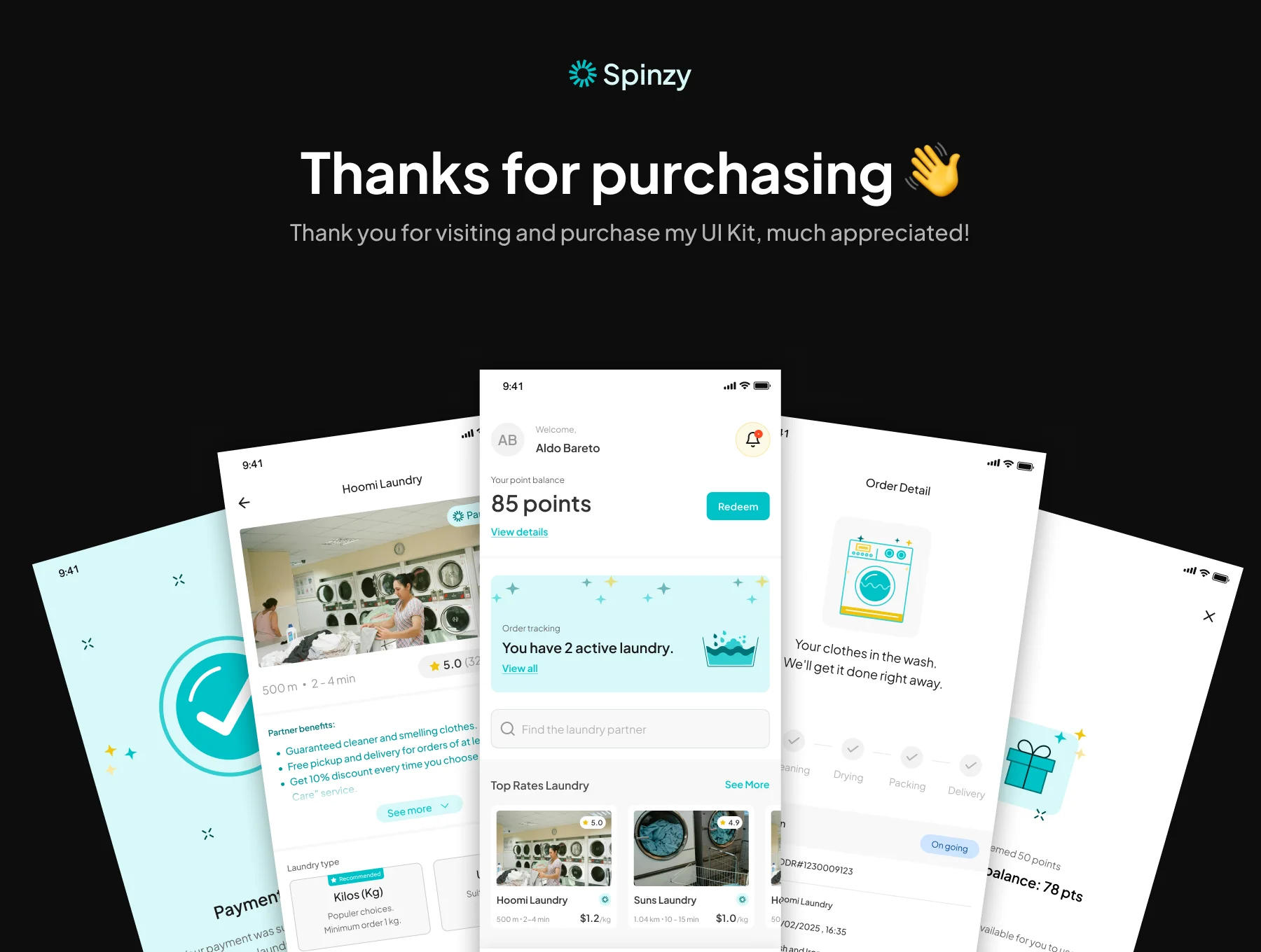 Spinzy - Laundry Mobile App UI Kit 6