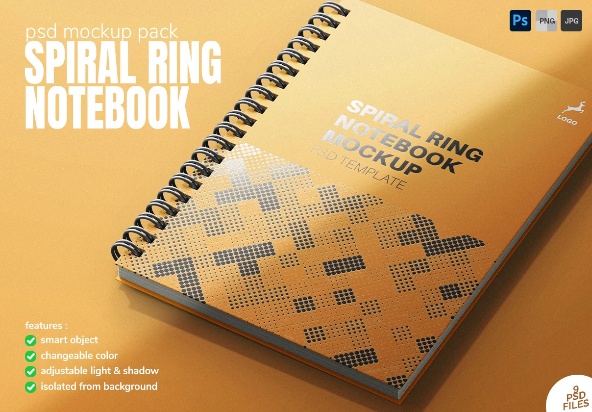 Spiral Ring Notebook PSD Mockup Set