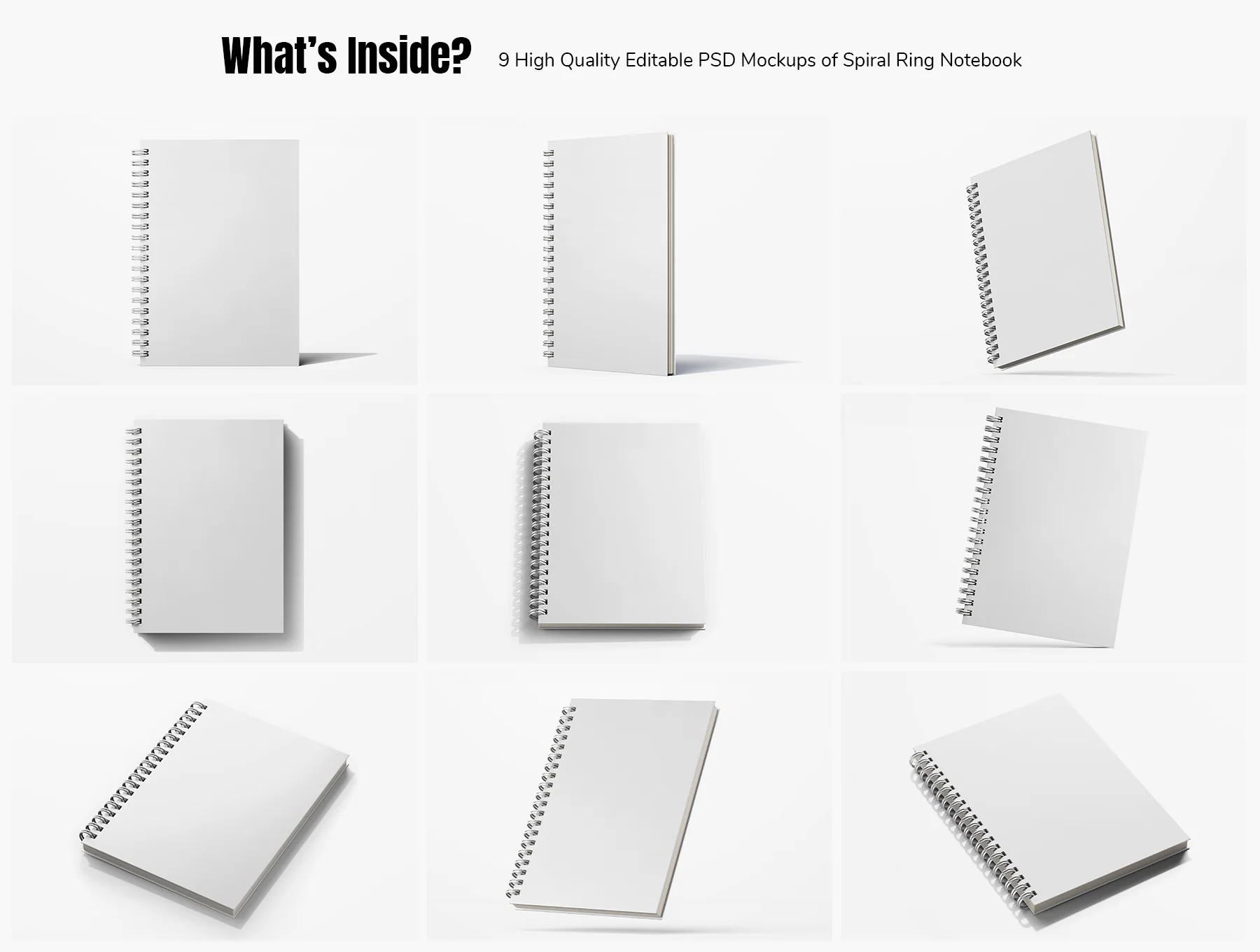 Spiral Ring Notebook PSD Mockup Set 2