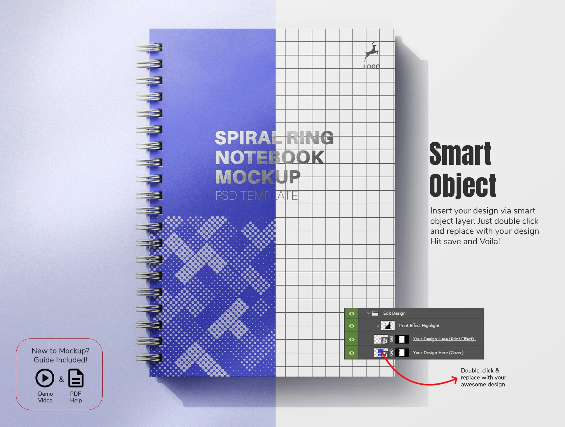 Spiral Ring Notebook PSD Mockup Set 4