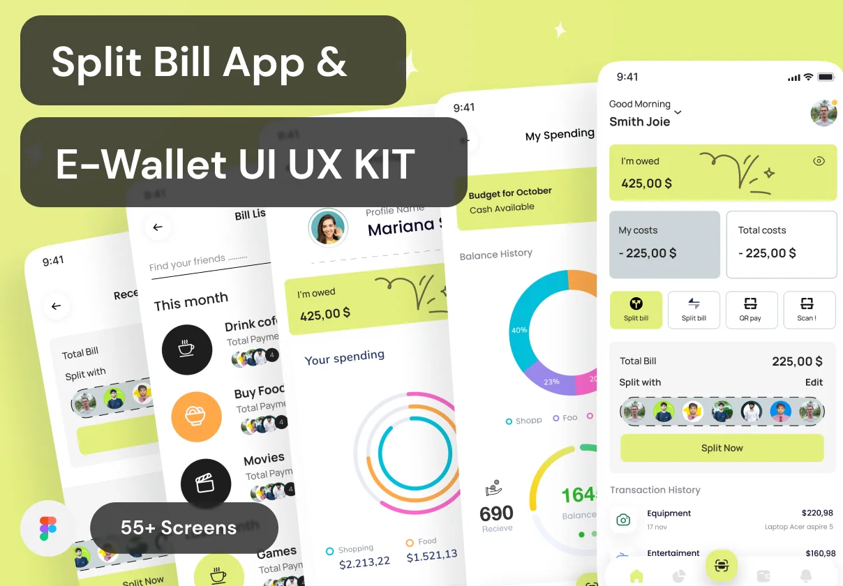 Split-Ease | Split Bill & E-wallet UI Kit