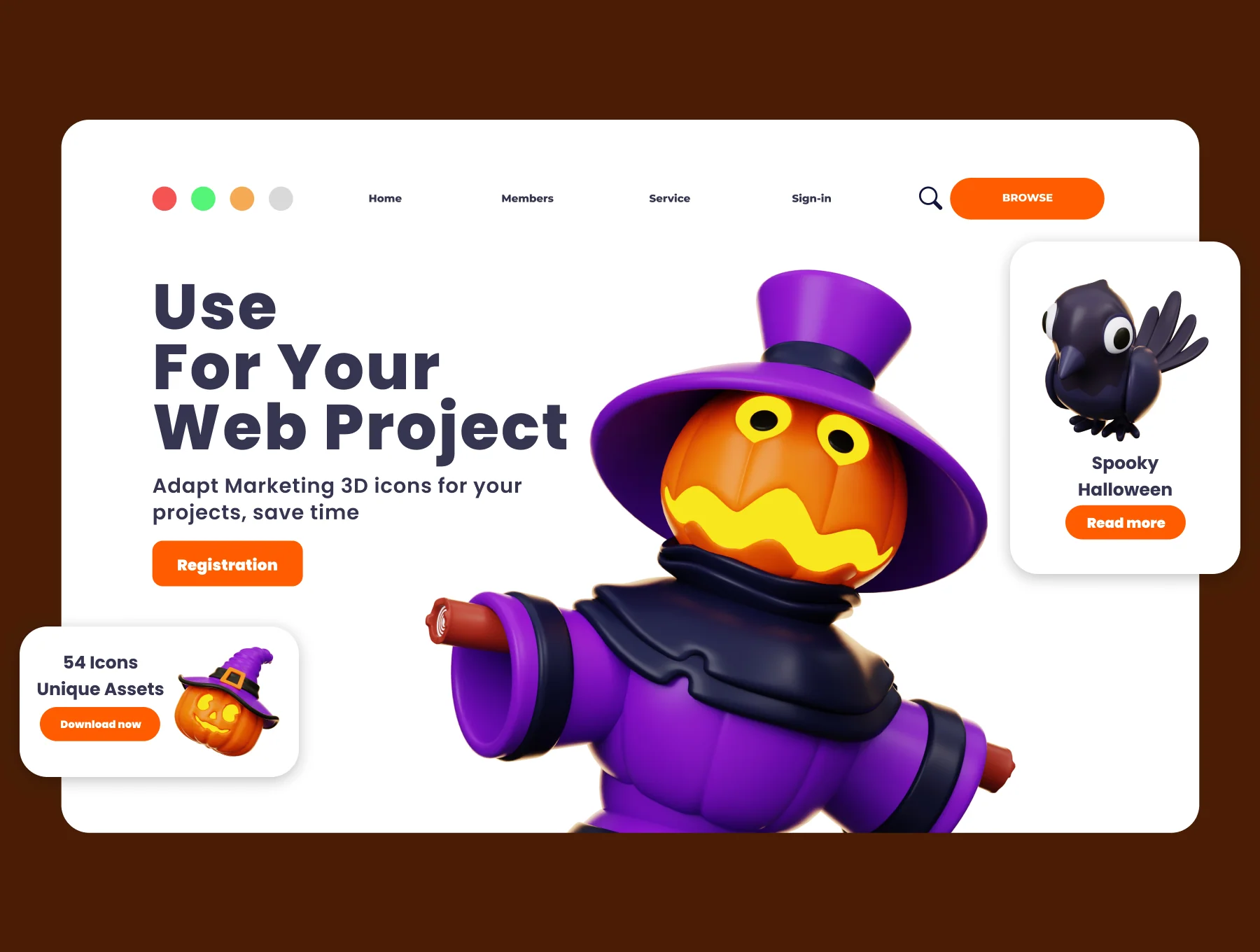 Spooky Halloween 3D Illustration Pack 4