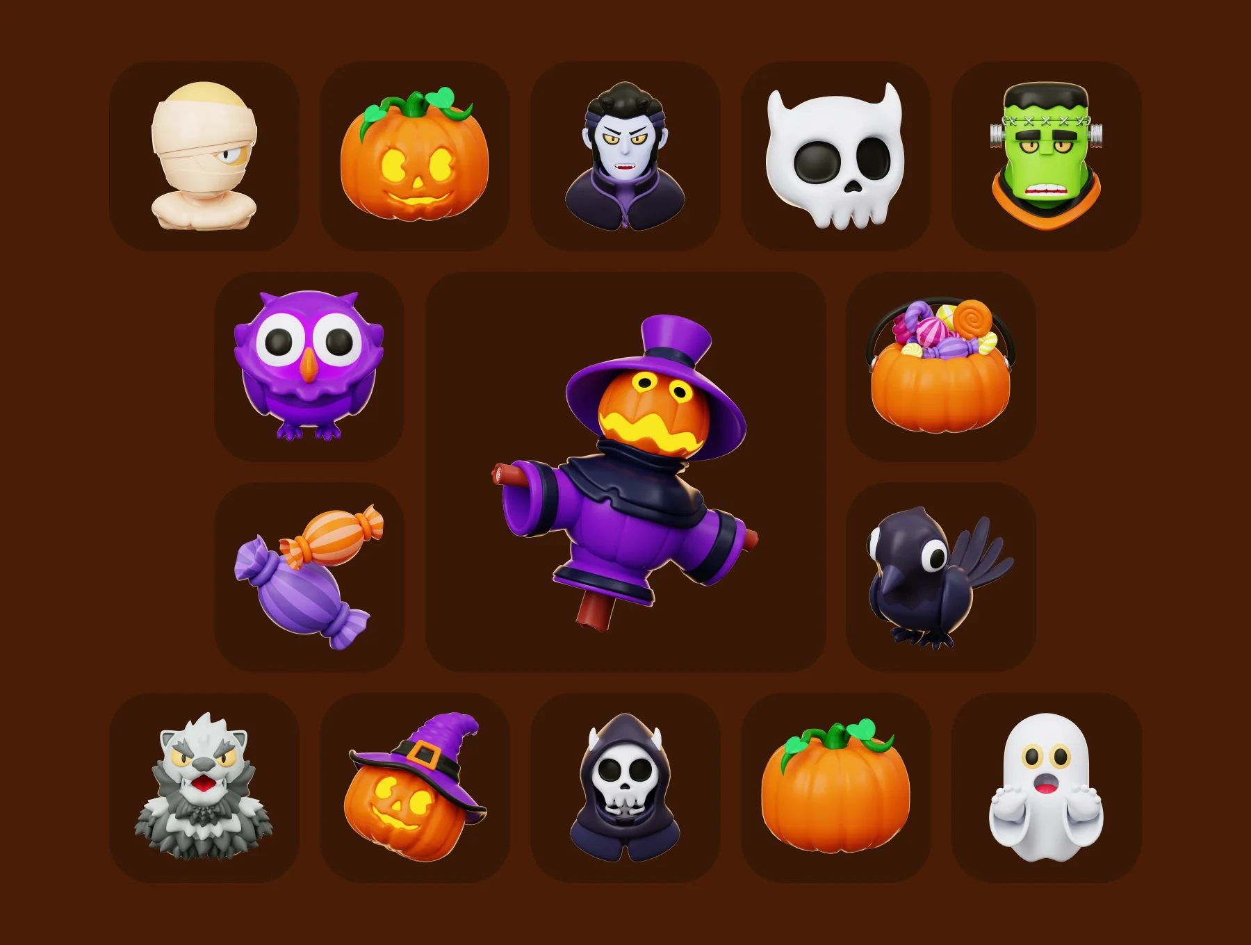 Spooky Halloween 3D Illustration Pack 6