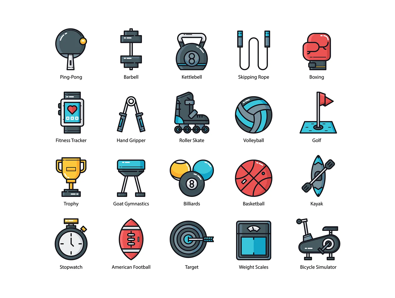 65 Sport Equipment Icons | Groovy Series 3