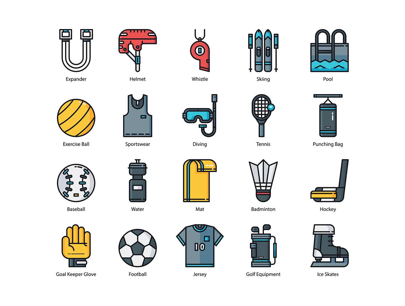 65 Sport Equipment Icons | Groovy Series 4