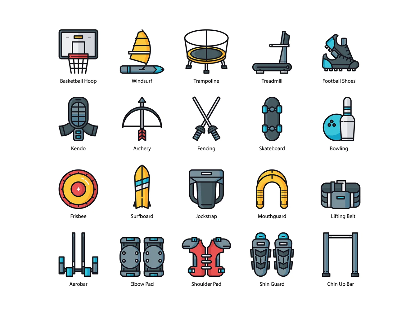 65 Sport Equipment Icons | Groovy Series 5