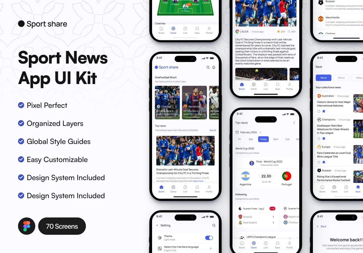 Sport share - Sport News App UI Kit