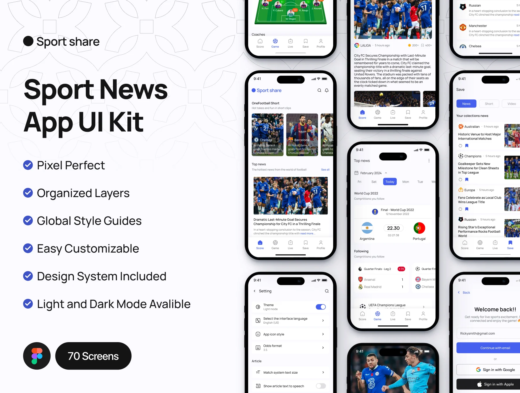 Sport share - Sport News App UI Kit