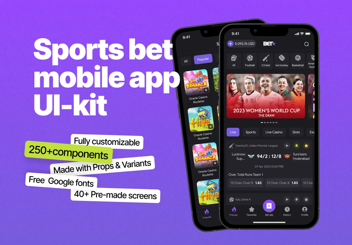 Sports bet mobile app UI Kit