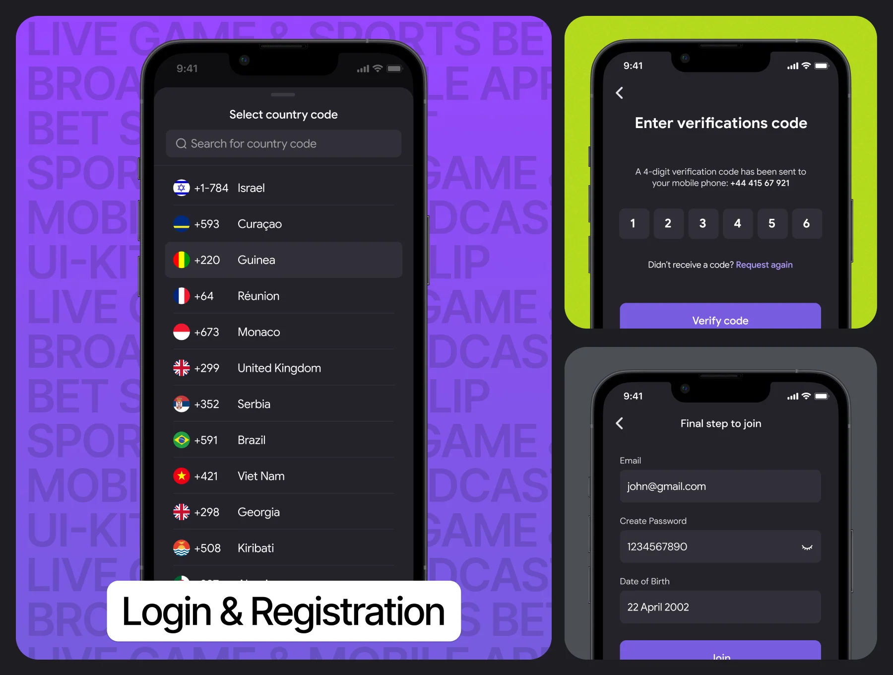 Sports bet mobile app UI Kit 3