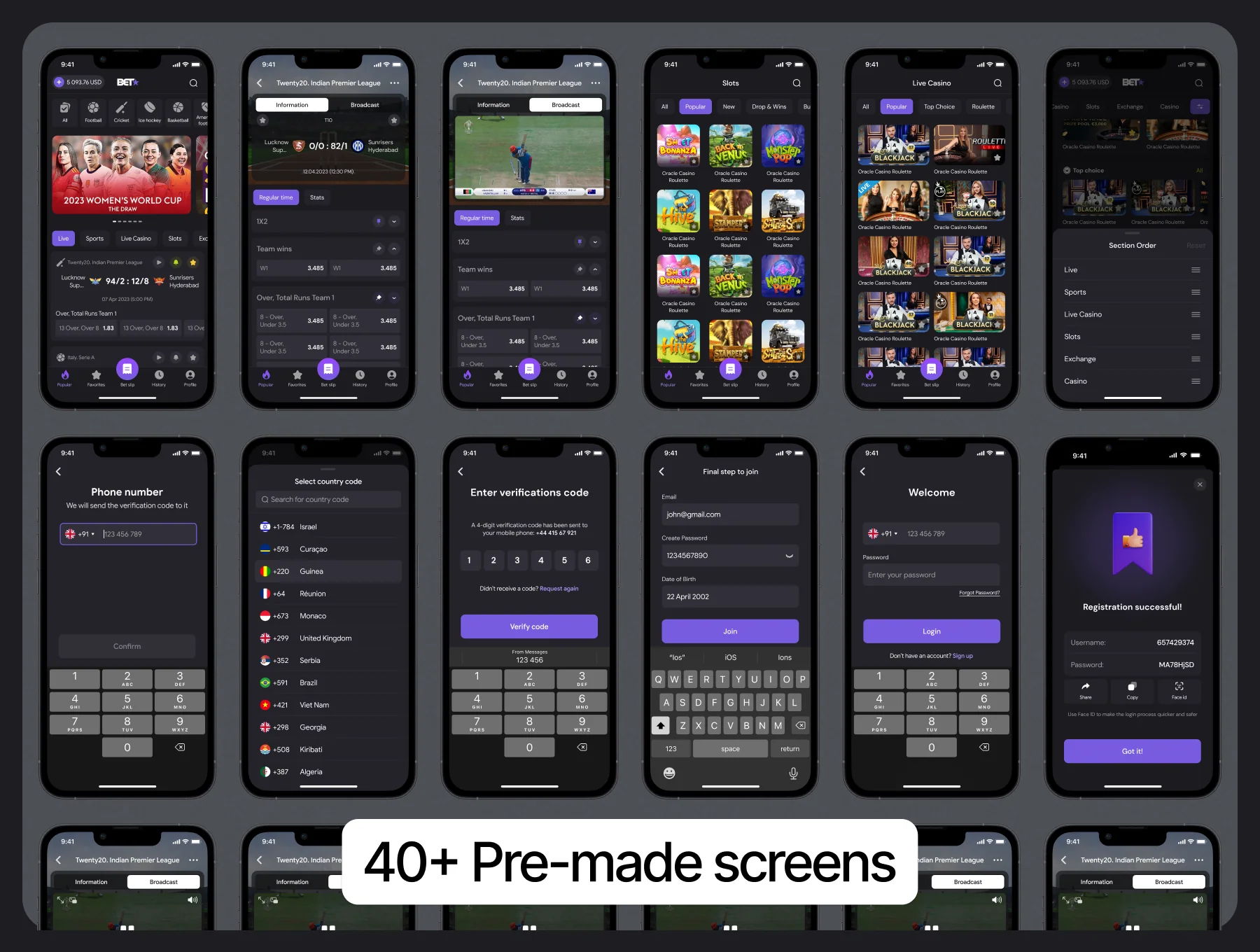 Sports bet mobile app UI Kit 4