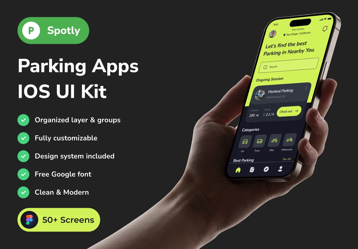 Spotly - Parking App IOS UI Kits